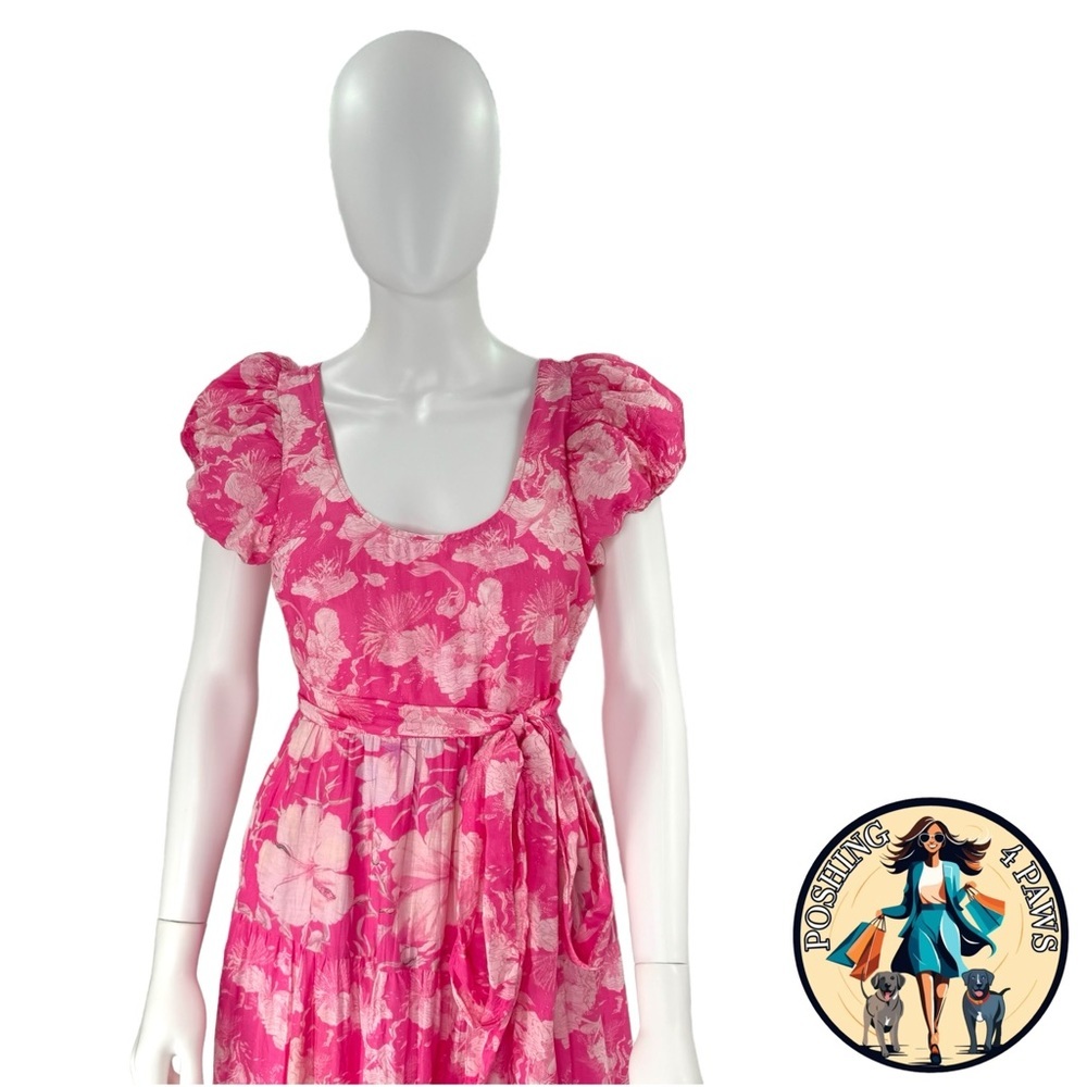 LoveShackFancy | NEW Karalie Silk Blend Maxi Dress in Holiday Sun Fuchsia Size 2 - Picture 6 of 13